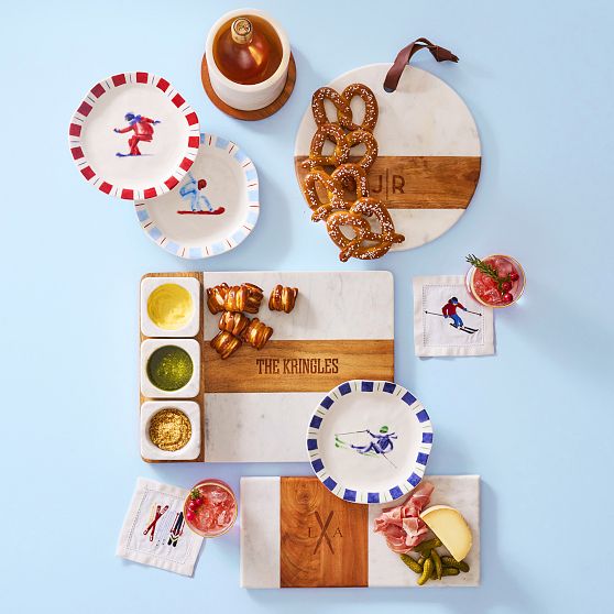 Wood and Marble Round Cheese Board