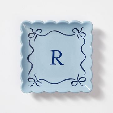 Bow Ceramic Catchall, Small Square, Light Blue-Navy