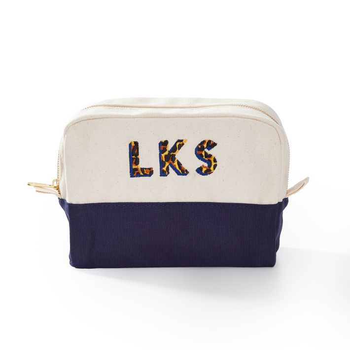 Embroidered Canvas Cosmetic Pouch | Mark and Graham