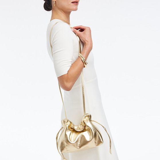 Lucia Italian Leather Gathered Clutch