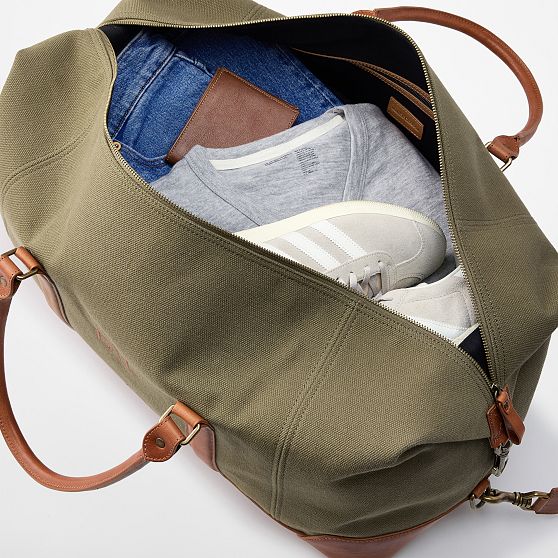 Graham Canvas and Leather Weekender and Travel Pouch Set