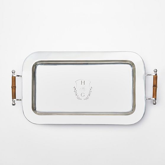Silver and Bamboo Serving Tray