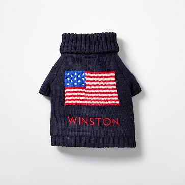 Knit Dog Sweater, American Flag-Navy, X-Small