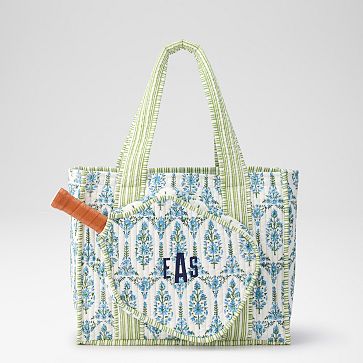 Block Print Pickleball Tote, Blue