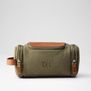 Graham Canvas and Leather Travel Pouch, Khaki