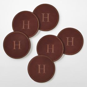 Manhattan Leather Coasters, Set of 6 - W Initial