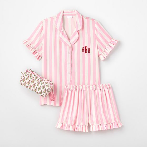 Ruffle Sateen Short Pajamas