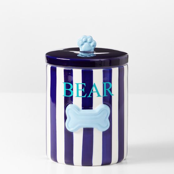 Striped Ceramic Dog Treat Jar