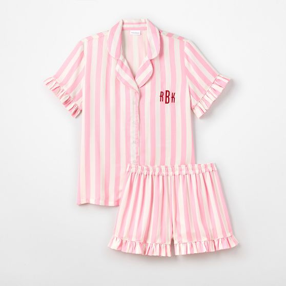 Ruffle Sateen Short Pajamas