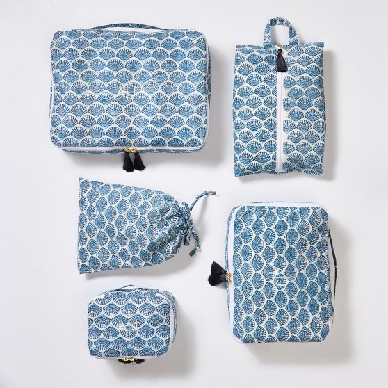 5 Piece Block Print Packing Cube Set
