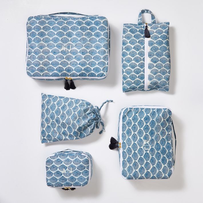 5 Piece Block Print Packing Cube Set