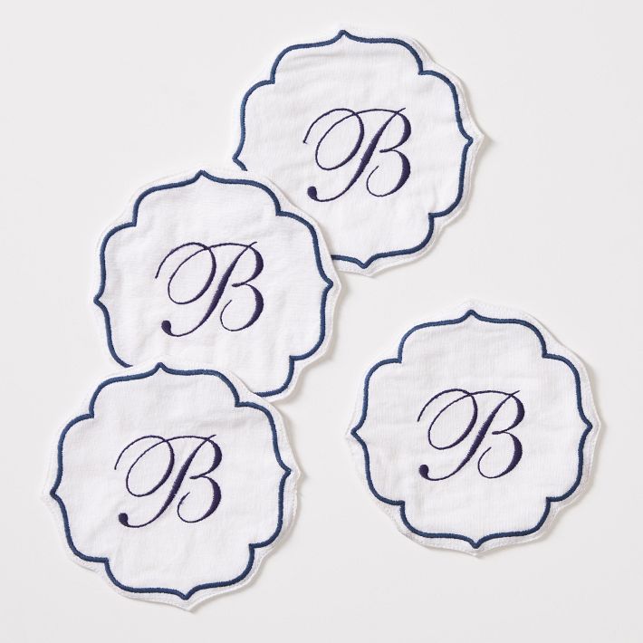 Bespoke Embroidered Coasters, Set of 4