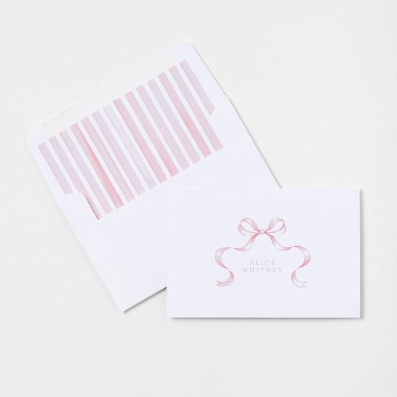 Personalized Bow Stationery Folded Cards, Set of 24