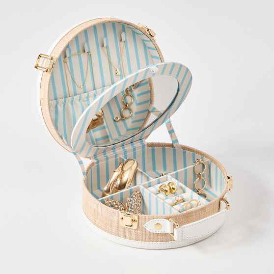 Montauk Raffia Round Jewelry Box