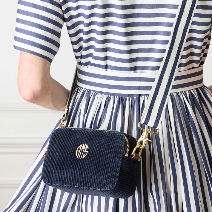 Sophie Double Zip Corduroy Crossbody Bag