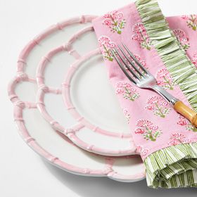 Garden Block Print Ruffle Napkins, Set of 4