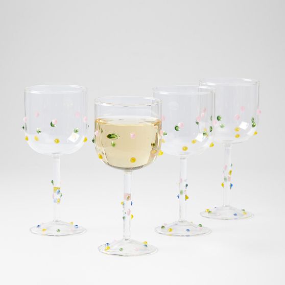 Colorful Confetti Wine Glasses, Set of 4