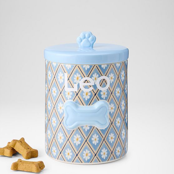 Striped Ceramic Dog Treat Jar