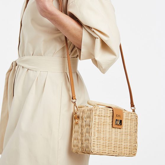 Wicker and Leather Crossbody