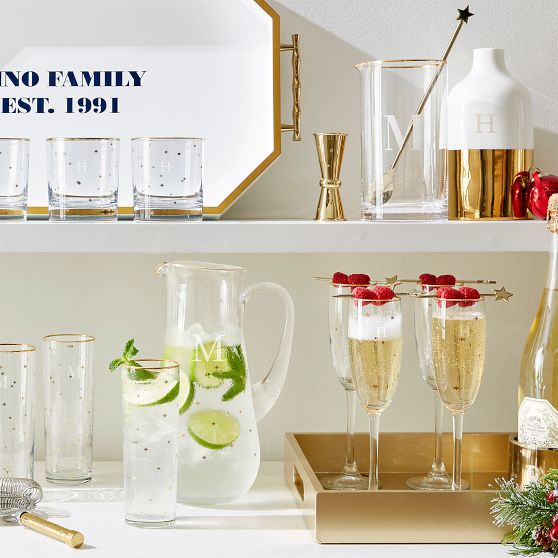Gold Star Champagne Flutes, Set of 4
