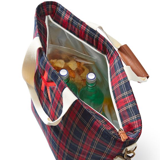 Plaid Insulated Zipper Tote