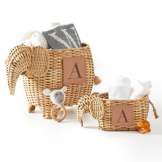 Elephant Wicker Basket, Set of 2