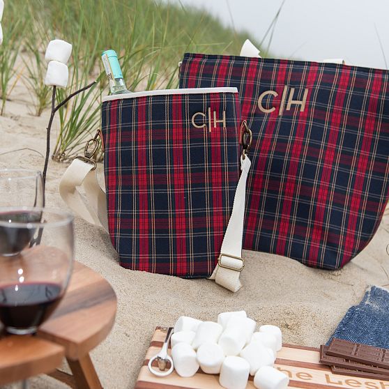 Plaid Insulated Zipper Tote