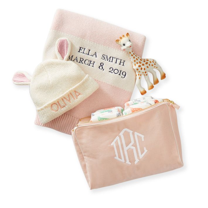 Cotton Cashmere Blend Stroller Blanket Personalized Baby Blanket