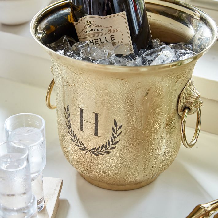 Monogrammed Silver Ice Bucket Mark and Graham - Main Image