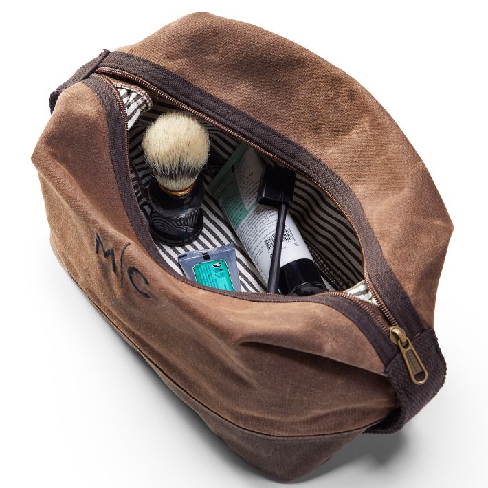 Waxed Canvas Travel Pouch Men's Dopp Kit Mark and Graham