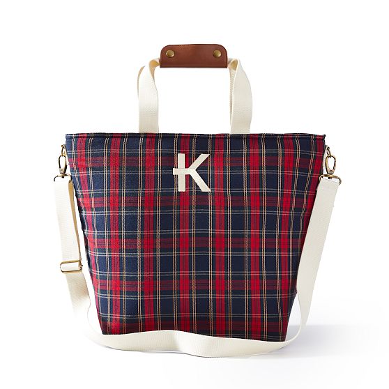 Plaid Insulated Zipper Tote