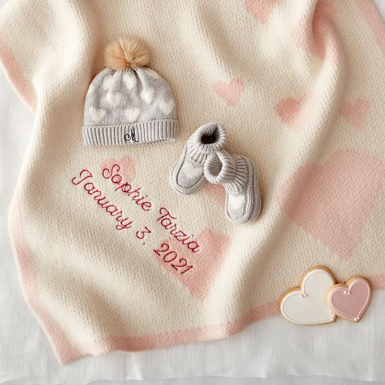 Heart Knit Baby Blanket