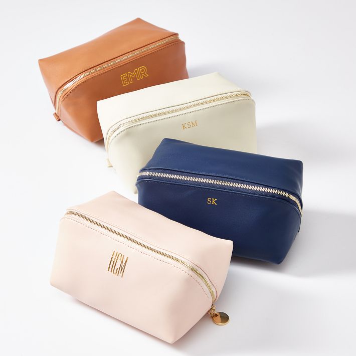 Monogrammed Fillmore Vegan Diamond Travel Pouch | Mark and Graham