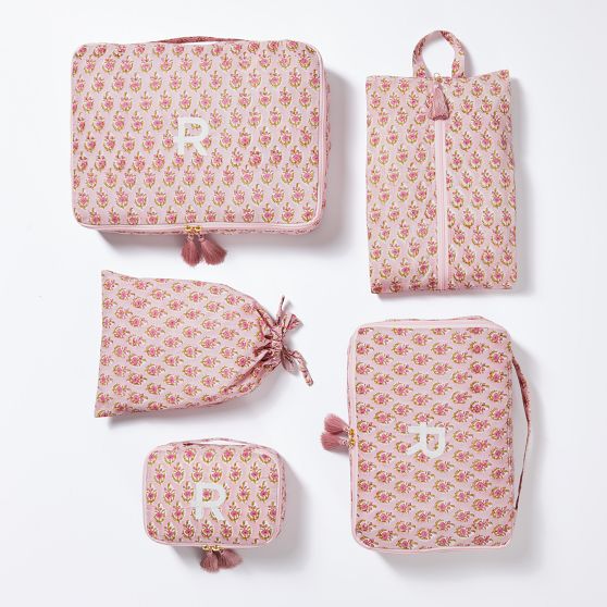 5 Piece Block Print Packing Cube Set