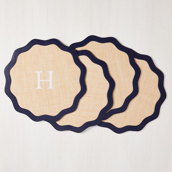 Raffia Wave Placemat - Navy