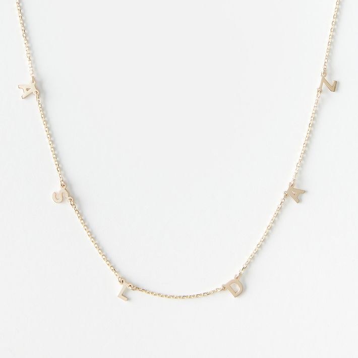 14k Gold Necklace Multiple Letter Necklace Sarah Chloe Multi