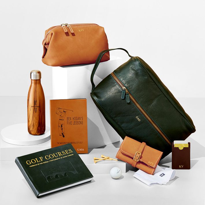 Monogrammed Baseball Leather Travel Pouch Mark and Graham