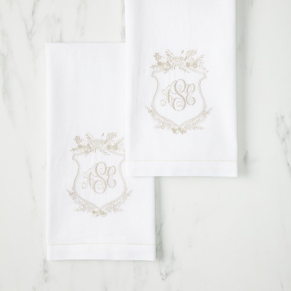 Bespoke Embroidered Crest Guest Towels, Set of 2