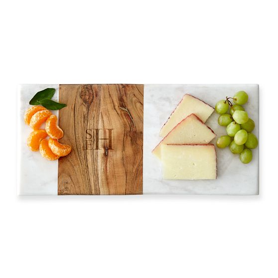 Personalized Wood and Marble Rectangle Cheese Board