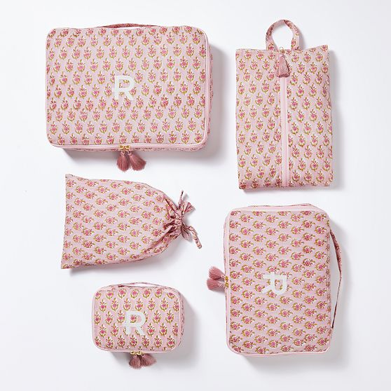 5 Piece Block Print Packing Cube Set