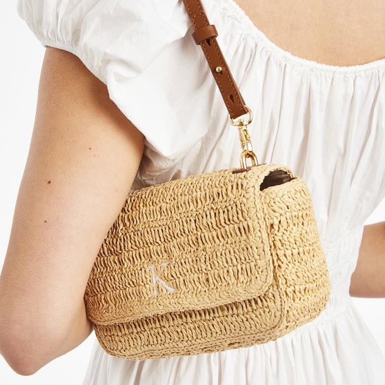 Antibes Handwoven Raffia Shoulder Bag