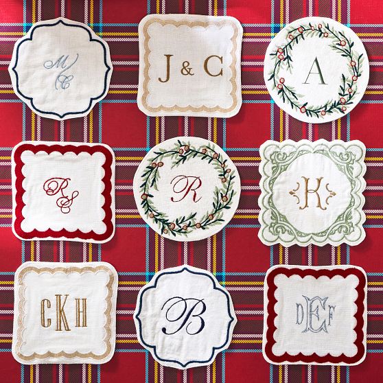 Bespoke Embroidered Coasters, Set of 4