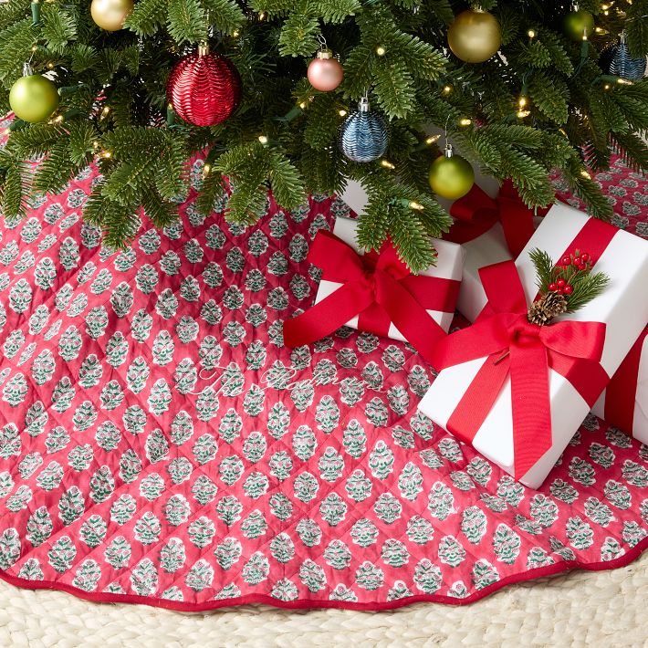 Block Print Quilted Tree Skirt