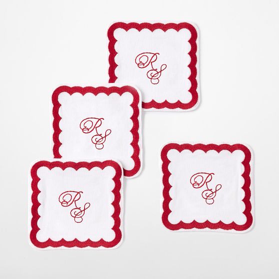 Bespoke Embroidered Coasters, Set of 4