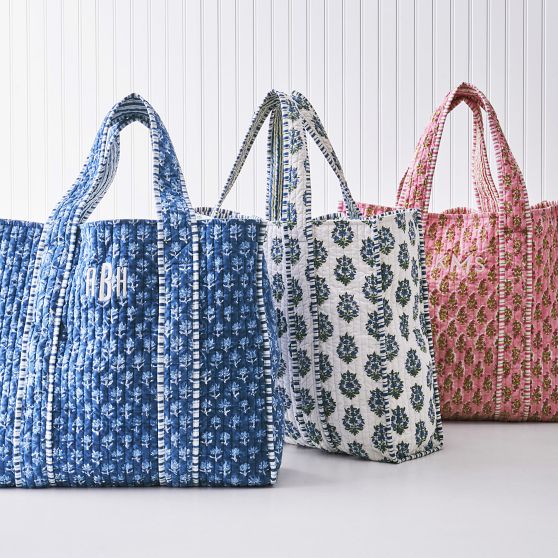 Block Print Quilted Oversized Tote | Mark and Graham