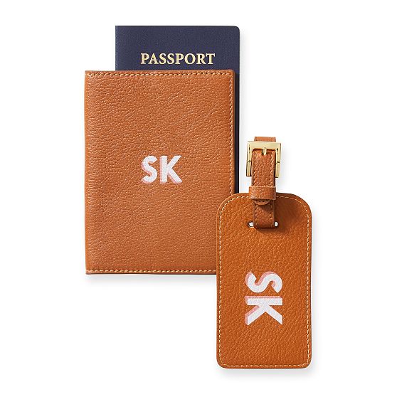 Leather Luggage Tag &amp; Passport Case Set
