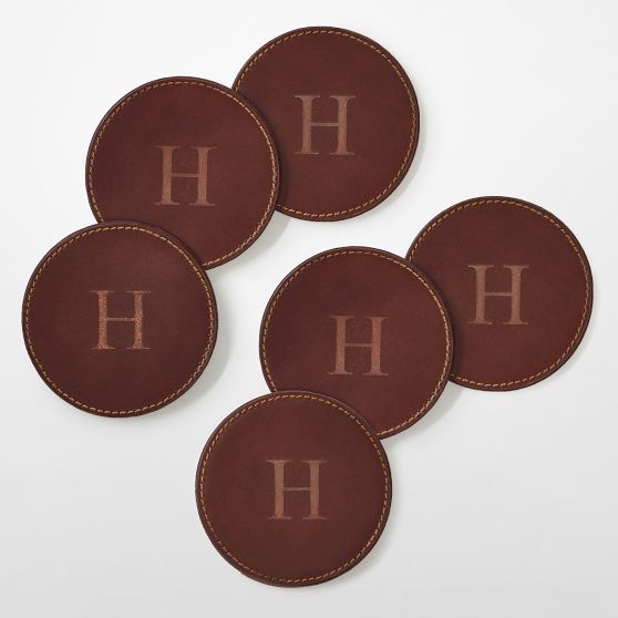 Manhattan Leather Coasters, Personalized