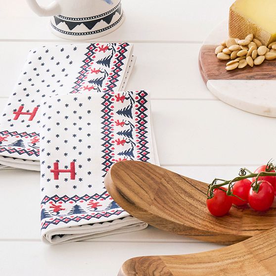 Ski Chalet Embroidered Dinner Napkins, Set of 4