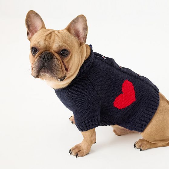 Heart Button Up Dog Sweater