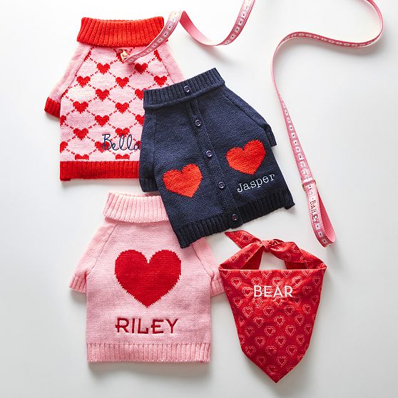 Heart Button Up Dog Sweater